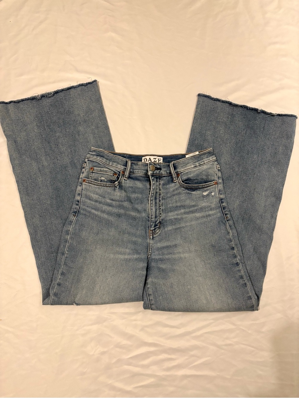 DAZE “Hug” High-Rise Wide-Leg Jeans - Light Blue